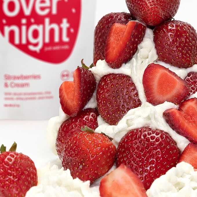Oats Overnight Blueberry Cobbler 8 Pack &amp Strawberries &amp Cream 8 Pack - 20g Protein High Fiber Breakfast Shake - Gluten Free Non GMO Oatmeal