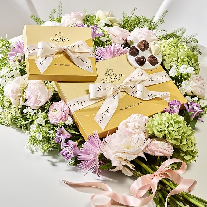 Godiva Chocolatier Thank You Ribbon 18-Piece Assorted Chocolate Gift Box – Gourmet Chocolate Candy Variety Pack – Dark Caramel Milk Chocolate Nuts– Gift Basket for Father’s Day Birthday and Anniver