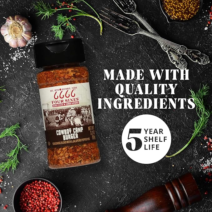 6666 Four Sixes Cowboy Camp Burger Seasoning 5.75 Ounce (Pack of 6)
