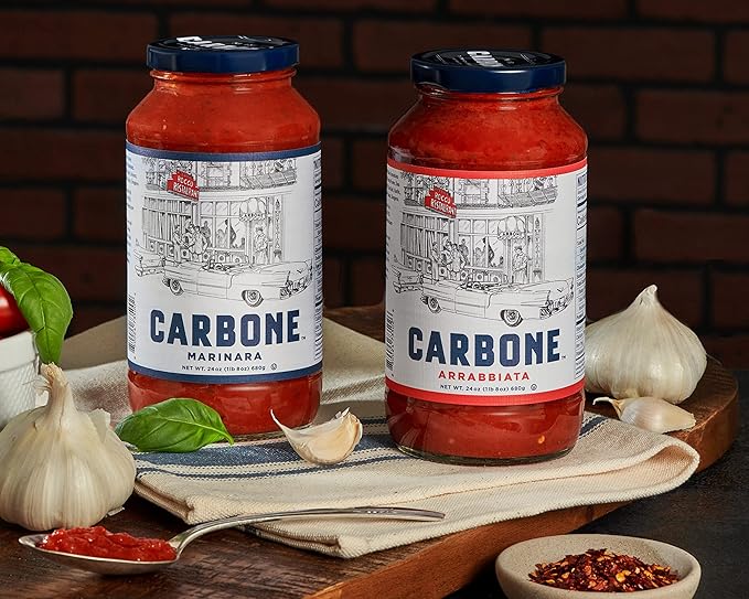 Carbone Pasta Sauce VARIETY PACK of Marinara &amp Arrabbiata | Tomato Sauce Made with Fresh &amp All-Natural Ingredients | Non GMO Vegan Gluten Free Low Carb Pasta Sauce | 24 Fl Oz (Pack of 2)