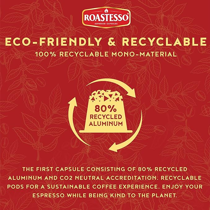 Roastesso Aluminum Espresso Capsules Variety Pack Blend Compatible with Nespresso Original Machines Medium to Dark Roast Intensity 8-13 Ristretto Recyclable Coffee Pods Packed in USA (40 Count)