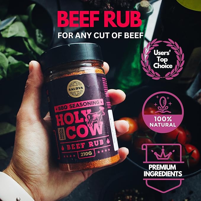 Gourmet Selection of Premium BBQ Seasonings - Holy Cow Angel’s Wings Smoky Pig Tandoori Rajah Burger's Heart &amp Blonde Mermaid BBQ Rubs | Pack of 6 | 100% Natural | Great Spices Gift For Foodie