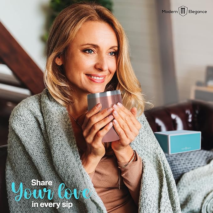 Modern Elegance Tea Tumbler Gift Set – Includes Tea Bag Holder Spoon Honey Straw 15 Assorted Flavor Blends &amp Hot &amp Cold 12oz Insulated Tumbler – Ideal for Holiday Gift for Tea Lovers – Rose