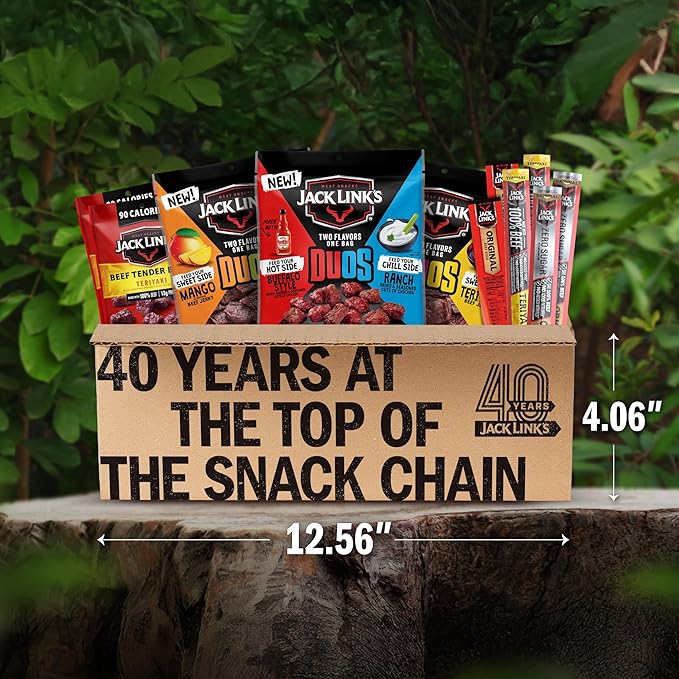 Jack Link’s DUOs Gift Box – Includes Beef Jerky Chicken &amp Tender Bites &amp Sticks Great Protein Gifts for Dad Men or Meat Lovers Ideal for Holidays &amp More – 11-Piece Beast Snack Variety