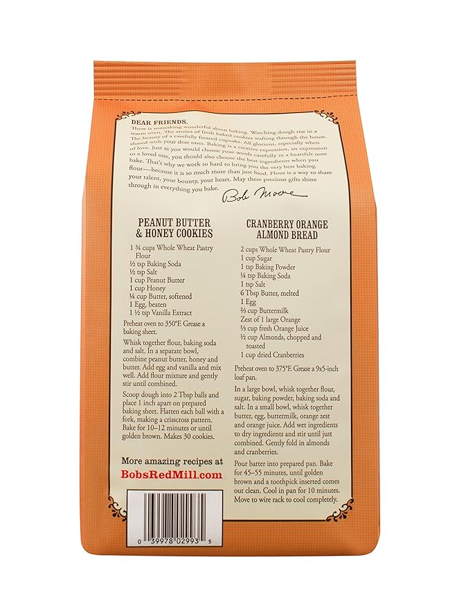 Bob's Red Mill Organic Pastry Flour Whole Wheat 5 lb