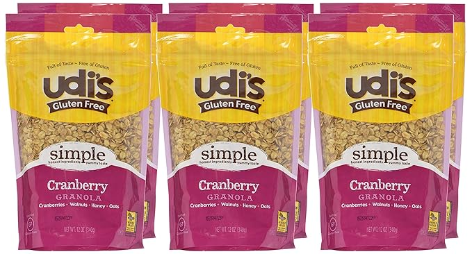 Udis Gluten Free Cranberry Granola 12 Ounce - 6 per case.