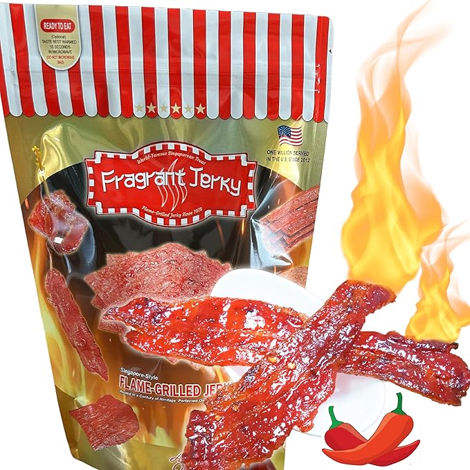 Singapore Street Food Fire-Grilled Bacon Jerky (Spicy Flavor 8oz) *Fresh Grilled to Order *Shipped the Same Day *L.A. Times Handmade Gift Winner