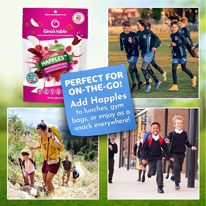 Happles Freeze Dried Apples with Raspberry Fruit Powder – 100% Natural No Added Sugar Healthy Low Calorie Apple Crisps Snack for Adults &amp Kids Gluten Free No Artificial Flavours (10 Pack)