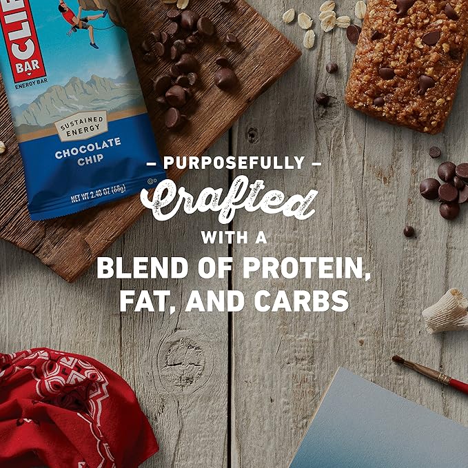 CLIF BARS - Energy Bars - Chocolate Chip - Made with Organic Oats - Plant Based Food - Vegetarian - Kosher (2.4 Ounce Protein Bars 12 Count) Packaging May Vary