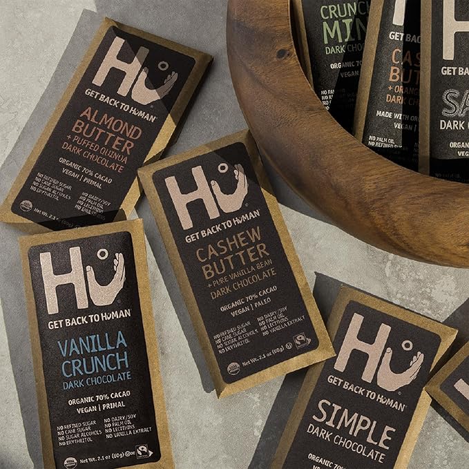Hu Chocolate Bars | 12 Pack Salty Chocolate | Natural Organic Vegan Gluten Free Paleo Non GMO Fair Trade Dark Chocolate | 2.1oz Each