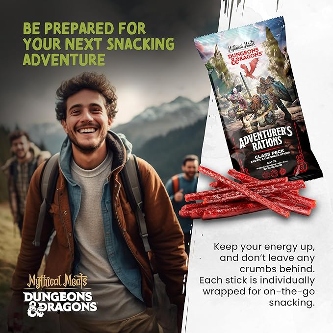 Mythical Meats Beef Jerky Snack Packs – Dungeons and Dragons gifts for Men – Exotic Meat Stick Variety Pack – High Protein Low Sugar Keto-Friendly MSG Free – 12 Pack