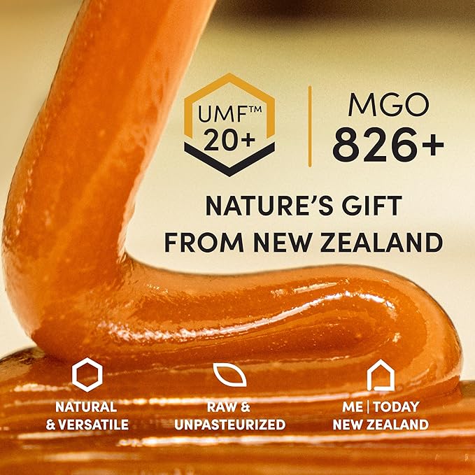 Me Today Manuka Honey UMF 20+/MGO 826+ from New Zealand Authentic Raw &amp Unpasteurized Honey | Raw Manuka Honey for Daily Wellness Support | Delicious Honey Crafted by Bees in 8.8oz