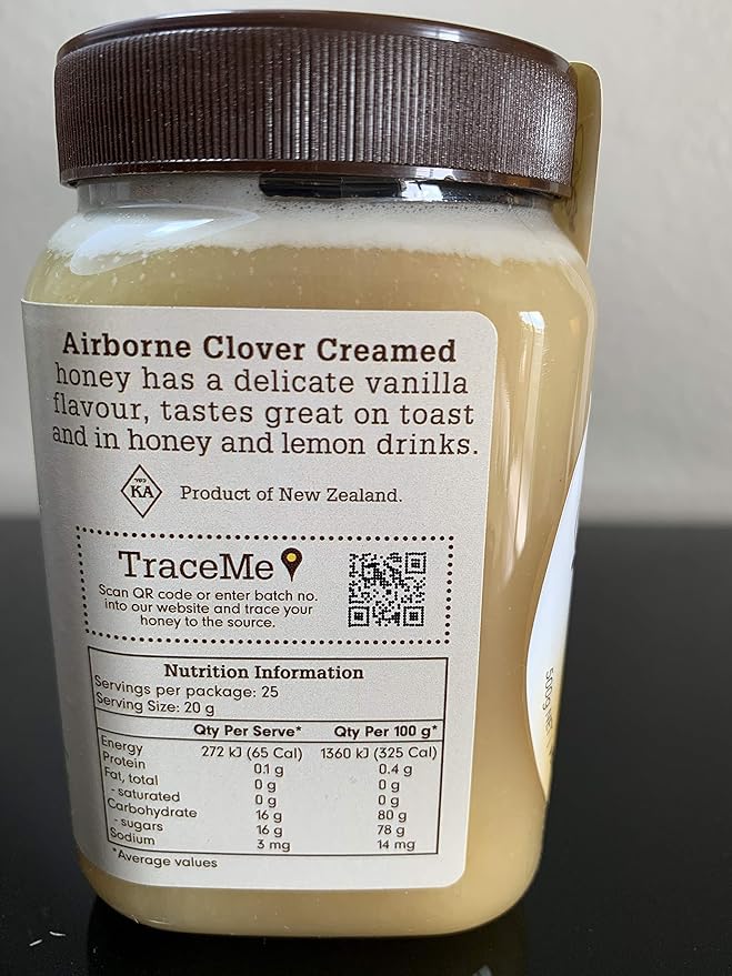 Airborne (New Zealand) Clover Creamed Honey 500g / 1.1lbs