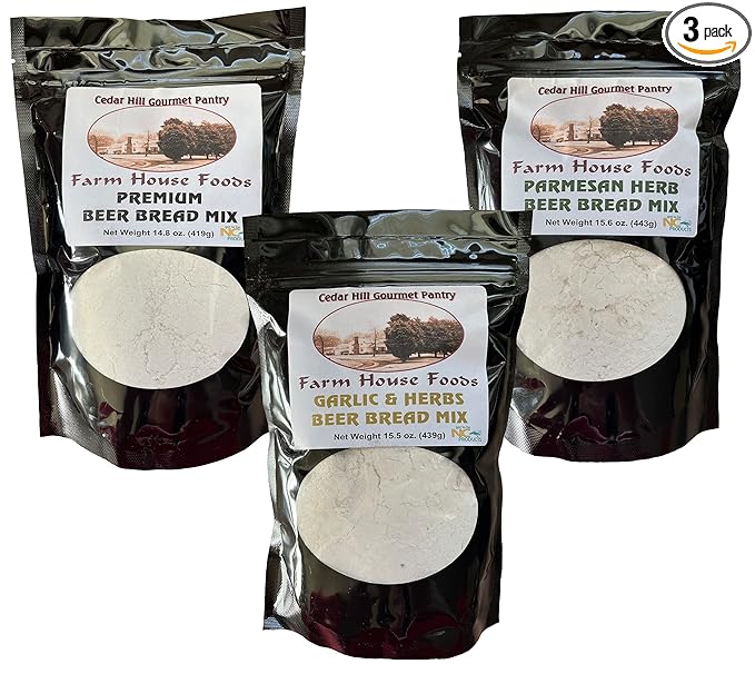 Farm House Foods Gourmet Beer Bread Mix Variety Pack (Premium Parmesan/Herb Garlic/Herb)