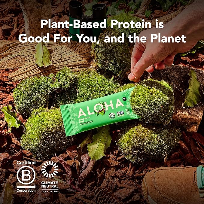 ALOHA Organic Plant Based Protein Bars Vanilla Almond Crunch 1.98-Ounce Bars (Pack of 12)