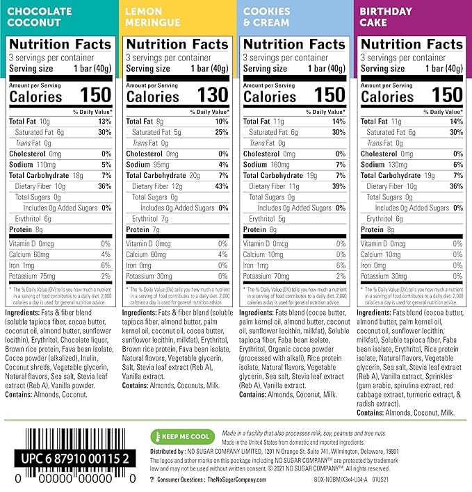 No Sugar Keto Bar Variety Pack - 12 Bars by No Sugar Company