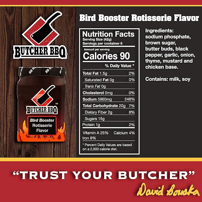 Butcher BBQ | Bird Booster Rotisserie Turkey Injector Marinade | World Championship Winning Formula | Better Than Turkey Brine | More Moisture and Flavor for Poultry | Chicken &amp Turkey Seasoning