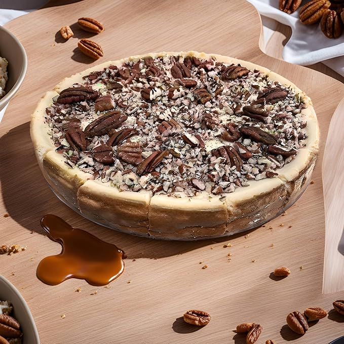 ANDY ANAND CHOCOLATIER Caramel Pecan Cheesecake 9 | Freshly Baked All-Natural | Made with Real California Cream Cheese No Chemicals or Preservatives | Amazingly Delicious &amp Decadent (2.8 lbs)