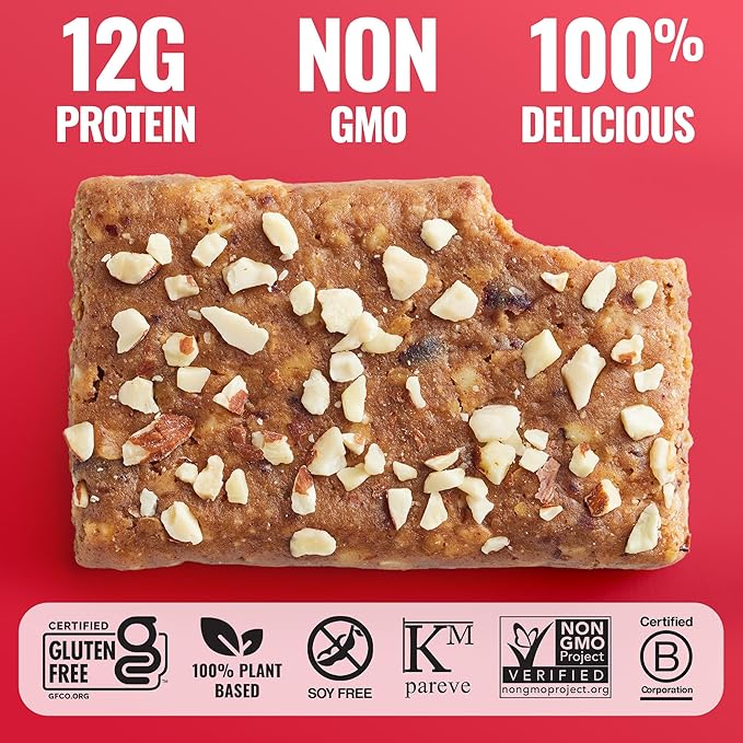 The GFB Cranberry Toasted Almond Protein Bars - Gluten Free Plant Based Non GMO Sustainably Made – Ridiculously Tasty Healthy Vegan Nutrition Snack Protein Bars 2.05 oz (12 Count)
