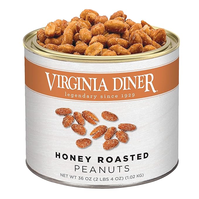 Virginia Diner Extra Large Honey Roasted Virginia Peanuts Gourmet XL Non-GMO Heart Healthy 36 Oz Tin 2.25 Pound (Pack of 1)