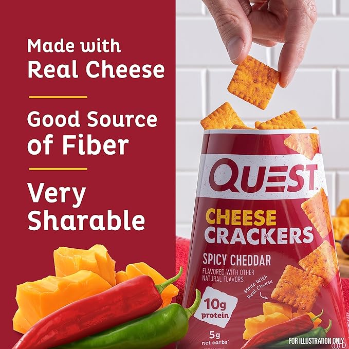 Quest Lemon Cake Protein Bars 12 Count and Cheese Crackers Spicy Cheddar Blast 12 Count