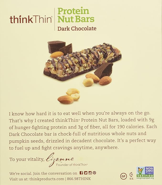 thinkThin Protein Nut Bars Dark Chocolate (1.41 oz Bar 30 Count)