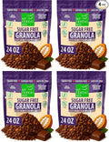 MyCerealMix Sugar Free Granola Double Chocolate Chip 4-Pack 96oz – Keto Diabetic Breakfast Cereal High Fiber Gluten Free Bulk Monk Fruit Plant Based Chocolate Value Snack No Erythritol