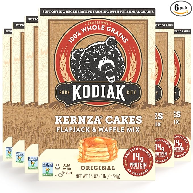Kodiak Kernza Power Cakes Pancake &amp Waffle Mix Original High Protein100% Whole Grains (Pack of 6)