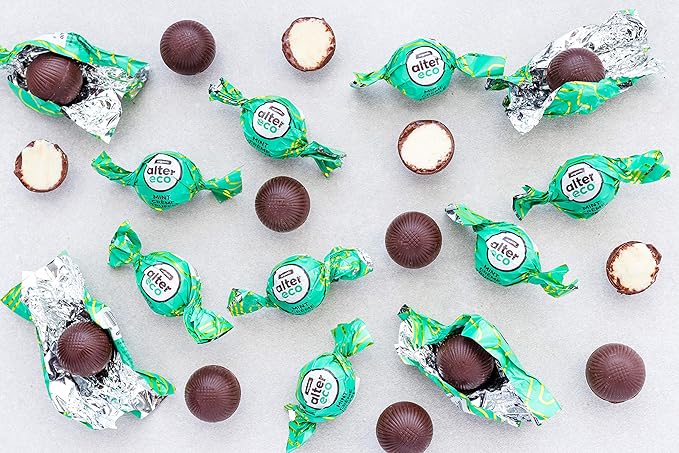 Alter Eco | Mint Creme Truffles | 58% Pure Dark Cocoa Fair Trade Organic Non-GMO Gluten Free Dark Chocolate Truffles | 80 Truffles