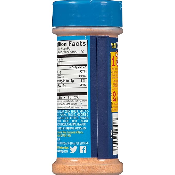 Ortega Seasoning Mix Reduced Sodium Taco 4.3 Ounce (Pack of 12)