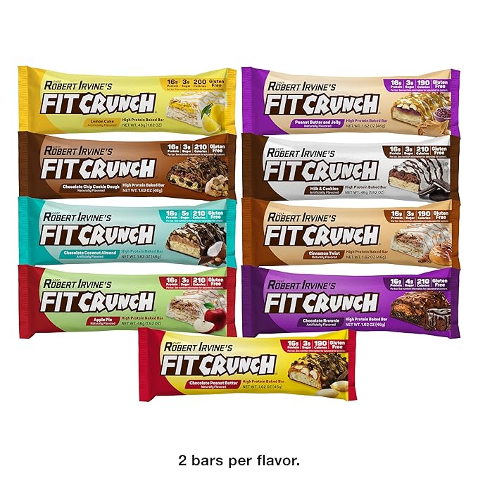 FITCRUNCH Snack Size Protein Bars 6-Layer Baked Bar 3g of Sugar Gluten Free &amp Soft Cake Core (18 Count Flavor Lovers)
