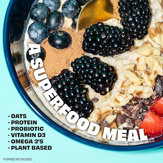 Kreatures of Habit MEAL ONE | Overnight &amp Instant Superfood Protein Meal Replacement | Gluten Free Dairy Free 30g of Plant Based Protein With No Added Sugar | Blueberry Banana | Pack of 7