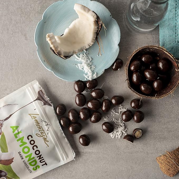 Lamontagne Dark Chocolate Coconut Almonds Case of 3 bags - Gluten-free Peanut-free and Palm Oil-Free Snack