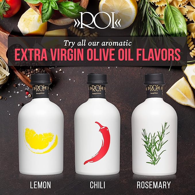 ROI Chili Infused Olive Oil - 100% Natural Flavored Italian Gourmet Extra Virgin Olive Oil Made in Italy Cold Pressed with Real Chili Peppers 8.45 fl oz (250 ml)