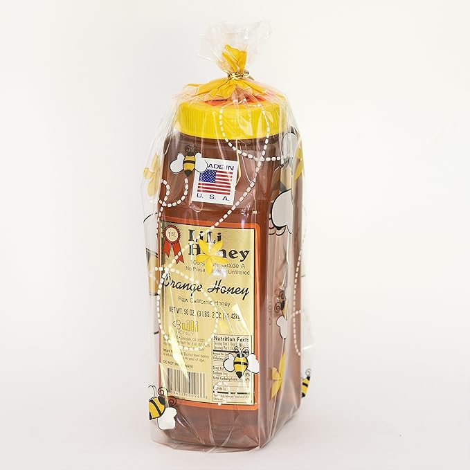 California Raw Orange Honey 50 Oz. 3 1/8 Lb 1.42 kg Pure 100% Natural Grade A Gift Wrapped