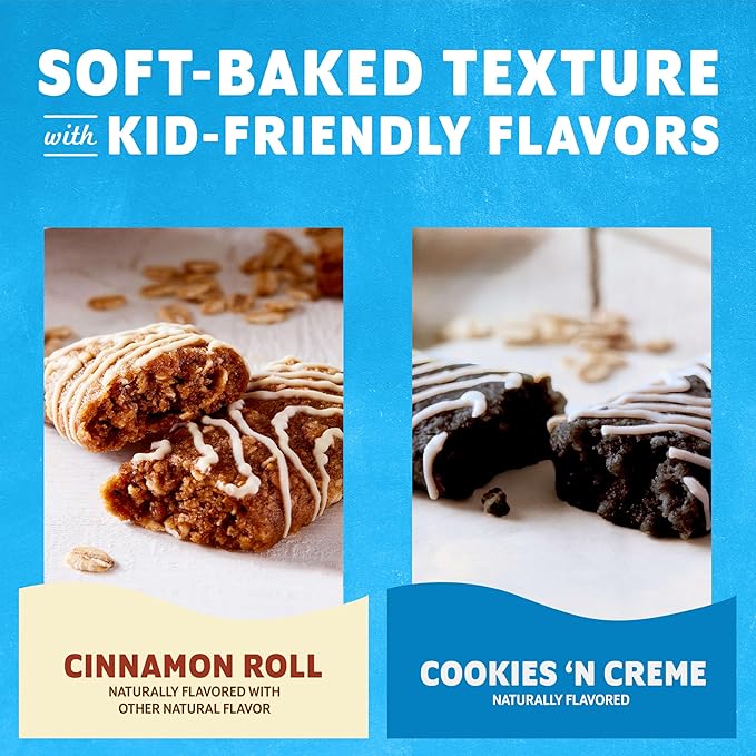 Zbar - Bake Sale Collection - Cookies 'N Creme and Cinnamon Roll Flavor - Soft Baked Snack Bars Variety Pack - Non-GMO - Whole Grains - USDA Organic Granola Bars (24 Pack)