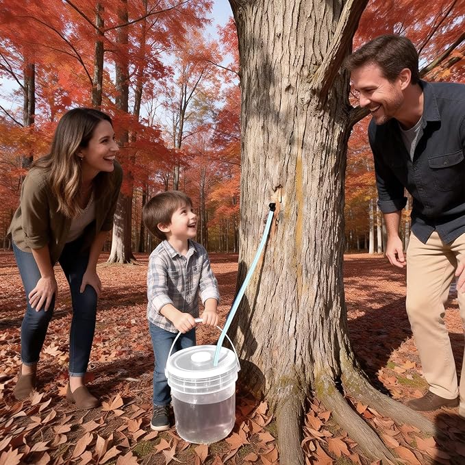 LEMEWEL Maple Syrup Filter Kit – Complete Kit for Beginners and Families | Includes 10 Maple Syrup Taps 32.8ft Food-Grade Tubing Cotton Filters Stainless Steel Foldable Filter Stand and Drill Bit