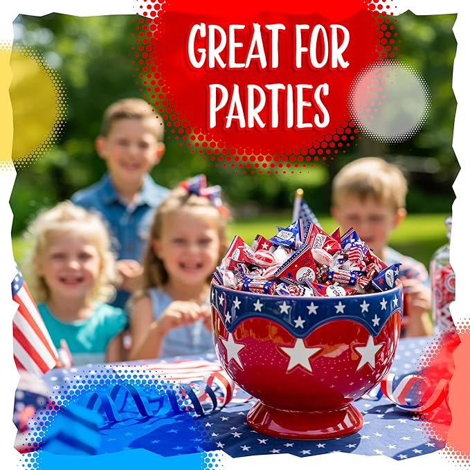 Patriotic Party Candy Mix | 3-Pound Bag About 180 Pieces | Popping Rocks Lollipops Peppermint Drops