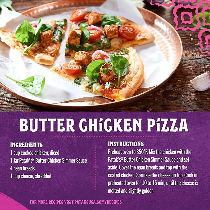 Patak’s Butter Chicken Simmer Sauce - Mild &amp Creamy Curry Sauce with Tomatoes &amp Spices - Gluten-Free &amp Vegetarian Authentic Indian Sauce - Perfect for Quick &amp Easy Curry Dishes - 15oz