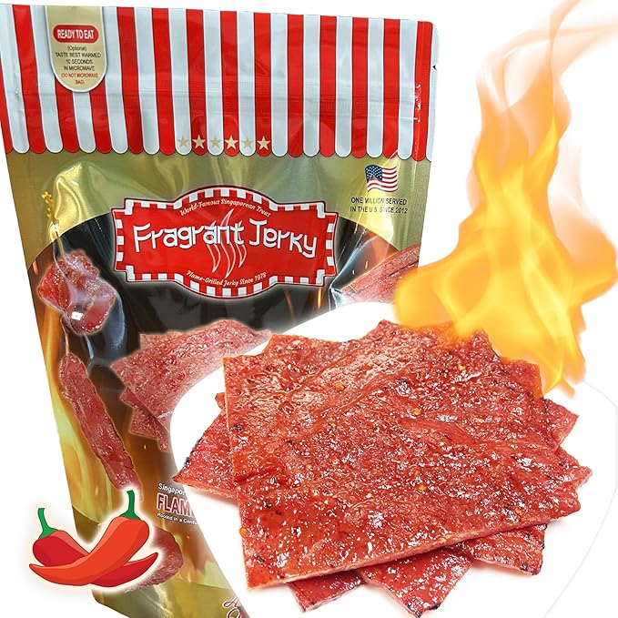 Singapore Street Food Fire-Grilled Pork Jerky (Sweet Spicy Flavor 8oz) *Fresh Grilled to Order *Shipped the Same Day *L.A. Times Handmade Gift Winner