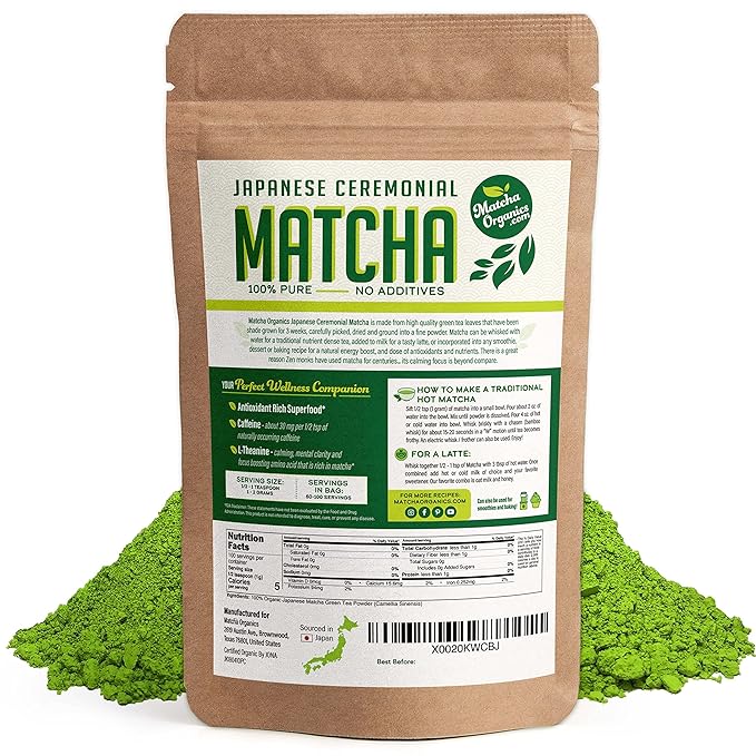 Premium Japanese Ceremonial Matcha Green Tea Powder - 1st Harvest HIGHEST Grade - USDA &amp JAS Organic - From Japan - Perfect for Starbucks Latte Shake Smoothies &amp Baking (3.53oz / 100g)