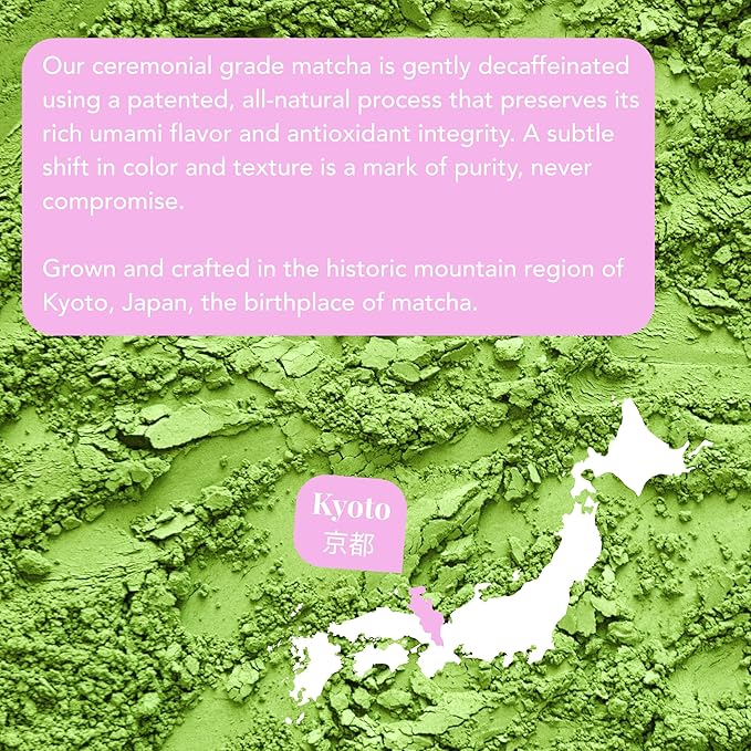 Caff Off Decaf Strawberry Matcha Green Tea Powder From Japan – 1.06 oz / 30 g – Ceremonial Grade &amp Sugar-Free – No Fillers or Milk Powders – Naturally Decaffeinated Without Chemicals – Tested for