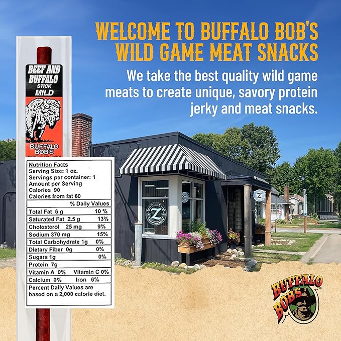 Buffalo Bob's Wild Game Meat Snack Stick - Buffalo Mild Stick 10 Pack