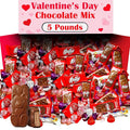 Valentine's Day Chocolate Candy Bulk 5 Lbs Mix Individually Wrapped Valentines Day Candy Assortment Heart Adorned Mini Milk Chocolate Bear Bars Red Pink Candy for Classroom Exchange and Gifting