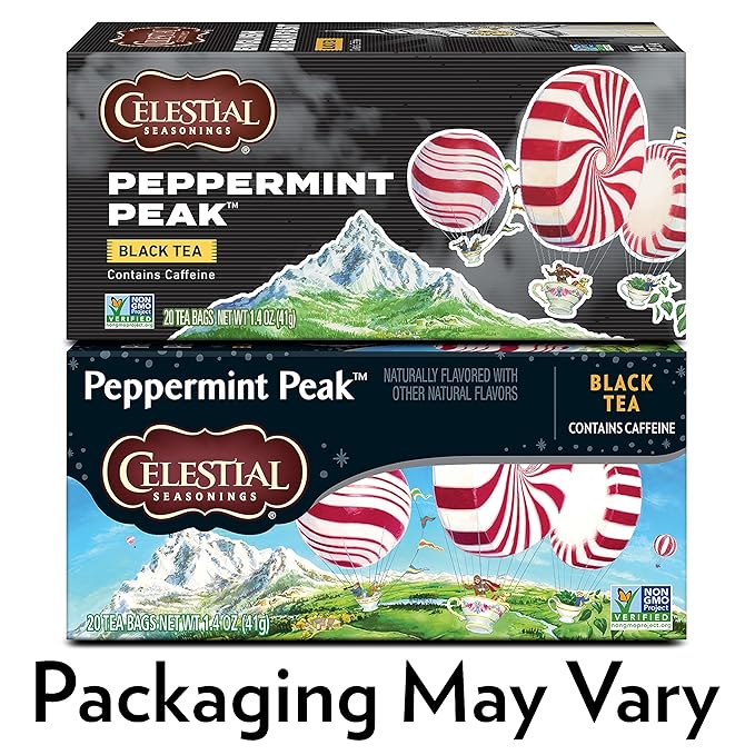 Celestial Seasonings Black Tea Peppermint Peak 20 Count (Pack of 6) (Packaging May Vary)