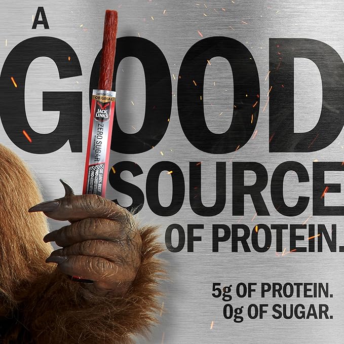 Jack Link's Original Zero Sugar Beef Sticks - 0.92 oz Meat Sticks - Ready to Eat Protein Snacks - 5g Protein per Serving - Made with 100% Real Beef(Pack of 40)