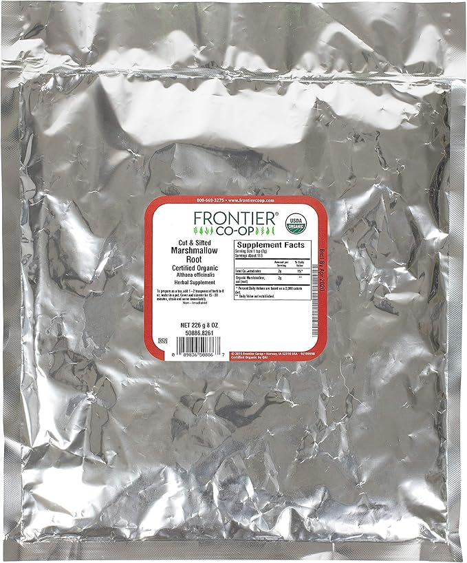 Frontier Co-op Organic Marshmallow Root 8-Ounce Bulk Wellness Recipes Beverages Skin Care Gluten Free Kosher