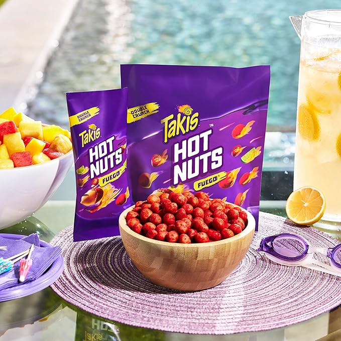 Takis Fuego Hot Nuts 12 pc / 3.2 oz Snack Size Box Hot Chili Pepper &amp Lime Flavored Extreme Spicy Double-Crunch Peanuts