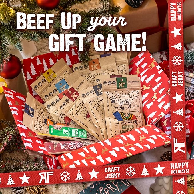 Righteous Felon Beef Jerky and Meat Sticks Variety Pack High Protein Low Carb Low Sugar Gluten Free Healthy Snacks for Adults and Kids Made with Premium Meats Gifts for Men (Noah's Ark 26 Pack)