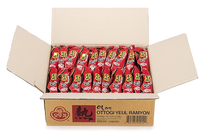 Ottogi Yeul Ramen Noodles Hot Pepper Flavor 4.23 Ounces (Pack of 20)